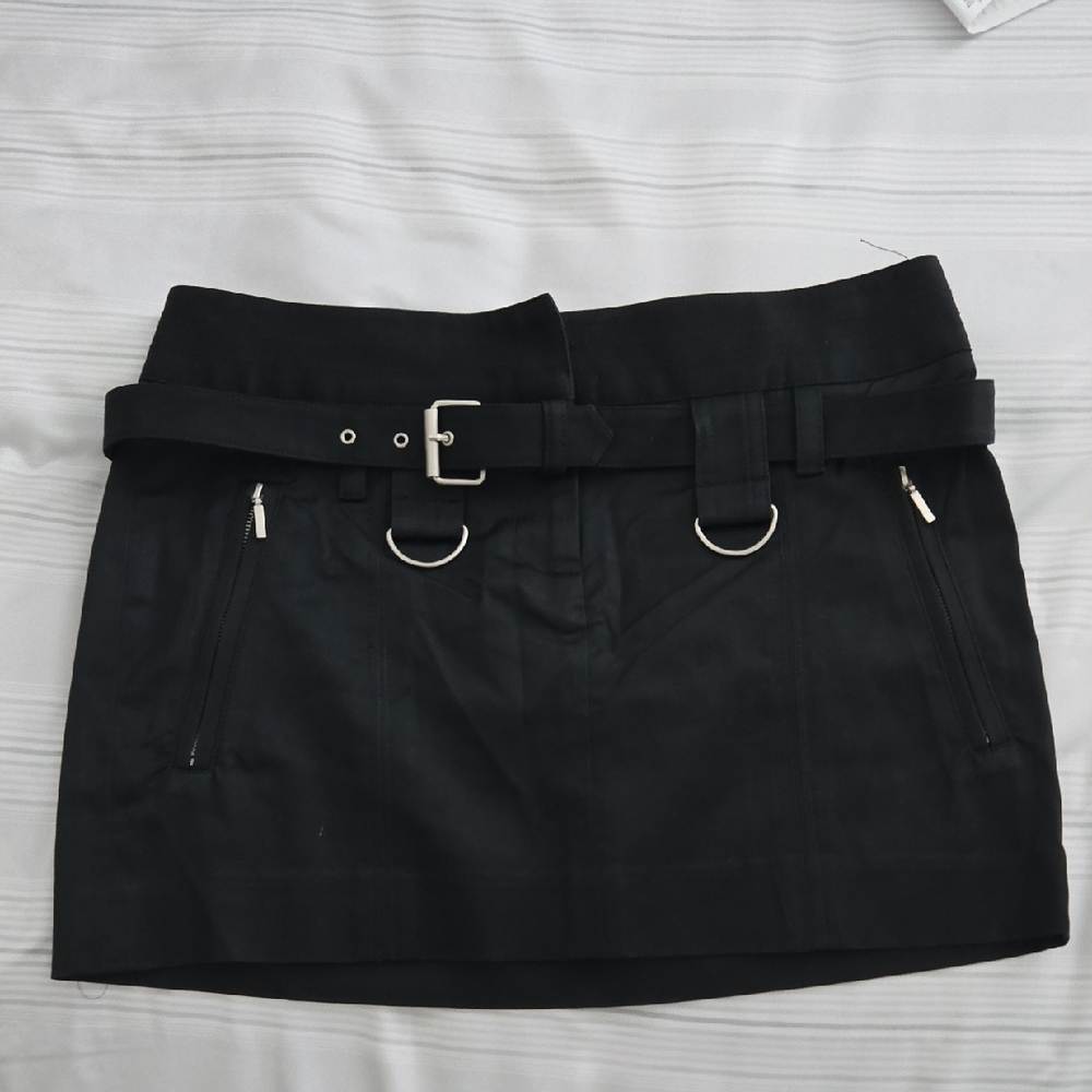 Black Belted Mini Skirt